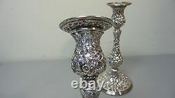 Pair Vintage Kirk REPOUSSE Sterling Silver 9.75 Candlesticks, 850 grams