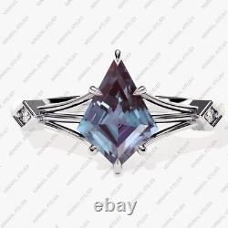 Pentagon Alexandrite CZ 925 Sterling Silver Elegant Vintage Promise Boho Ring