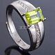 Peridot Emerald Cut Gemstone With 925 Sterling Silver Ring For Men's #91