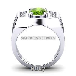 Peridot Oval Cut Gemstone With 925 Sterling Silver Ring For Men #D197