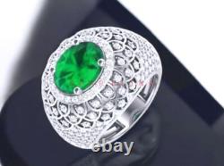 Peridot Oval Cut Gemstone With 925 Sterling Silver Ring For Men's #E316