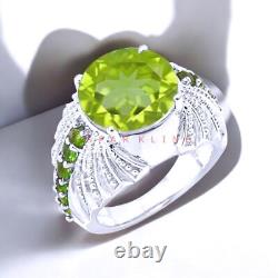Peridot Round Cut Gemstone With 925 Sterling Silver Ring For Men's #E331
