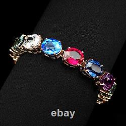 Precious Multicolor Sapphire Rare 82.30Ct 925 Sterling Silver Handmade Bracelets