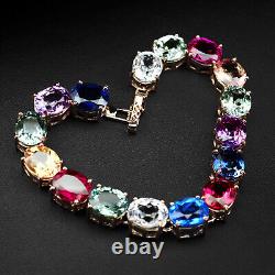 Precious Multicolor Sapphire Rare 82.30Ct 925 Sterling Silver Handmade Bracelets