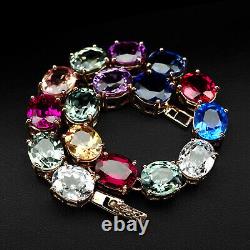 Precious Multicolor Sapphire Rare 82.30Ct 925 Sterling Silver Handmade Bracelets