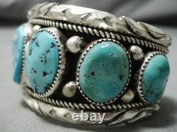 Quality Vintage Navajo Natural Turquoise Sterling Silver Native Bracelet