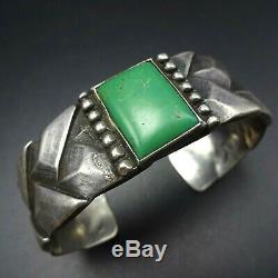 Rare 1920s Vintage NAVAJO Cast Woven Sterling Silver TURQUOISE Cuff BRACELET