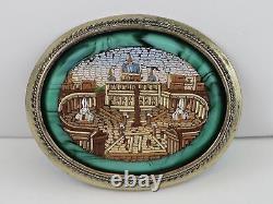 Rare Antique Victorian c1840 Italian Micro Mosaic Brooch with Vatican City Scene