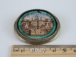 Rare Antique Victorian c1840 Italian Micro Mosaic Brooch with Vatican City Scene