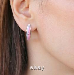 Rare! Vintage CEKH Native American Zuni Opal Inlay Sterling Silver Earrings