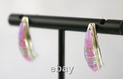 Rare! Vintage CEKH Native American Zuni Opal Inlay Sterling Silver Earrings