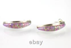 Rare! Vintage CEKH Native American Zuni Opal Inlay Sterling Silver Earrings