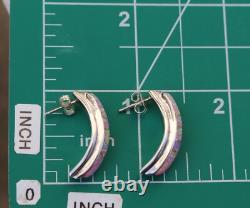 Rare! Vintage CEKH Native American Zuni Opal Inlay Sterling Silver Earrings