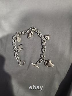 Rare Vintage Coach Sterling Silver Charm Bracelet Dog Shoe Heart