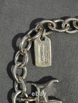 Rare Vintage Coach Sterling Silver Charm Bracelet Dog Shoe Heart