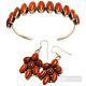 Rare Vintage Navajo Nakai Coral Sterling Silver Bracelet Set Earrings