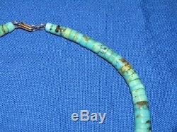 Rare- Vintage Navajo Royston Turquoise Heishi Disc Necklace Old Pawn Silver