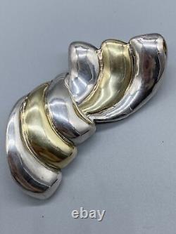 Rare Vintage Sterling Silver 925 Modernist Huge Brooch By David Varsano Israel