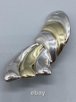 Rare Vintage Sterling Silver 925 Modernist Huge Brooch By David Varsano Israel