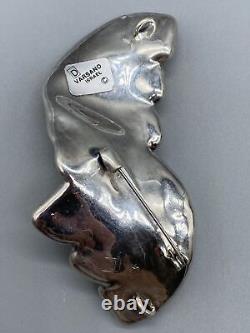 Rare Vintage Sterling Silver 925 Modernist Huge Brooch By David Varsano Israel