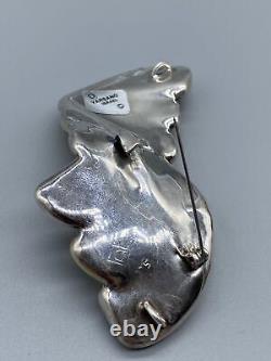 Rare Vintage Sterling Silver 925 Modernist Huge Brooch By David Varsano Israel