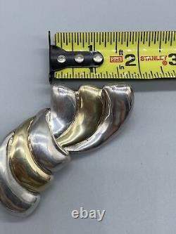 Rare Vintage Sterling Silver 925 Modernist Huge Brooch By David Varsano Israel