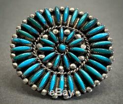 Rare Vintage Zuni Native American Sterling Silver Turquoise Cluster Ring UNIQUE