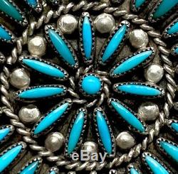 Rare Vintage Zuni Native American Sterling Silver Turquoise Cluster Ring UNIQUE