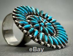 Rare Vintage Zuni Native American Sterling Silver Turquoise Cluster Ring UNIQUE