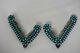 Rare Vintage Sterling Silver Turquoise Collar Protectors Tips