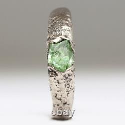Raw Peridot Ring 925 Sterling Silver Band Ring Signet Ring Mens & Womens Ring