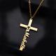 Real 925 Sterling Silver Men & Women Custom Name Necklace Cross Pendant18''chain