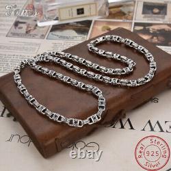 Real 925 Sterling Silver Oval Chain Necklace for Women Men Retro Jewelry 24'