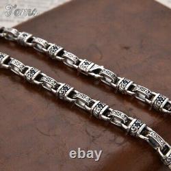 Real 925 Sterling Silver Oval Chain Necklace for Women Men Retro Jewelry 24'