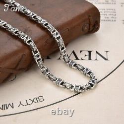 Real 925 Sterling Silver Oval Chain Necklace for Women Men Retro Jewelry 24'