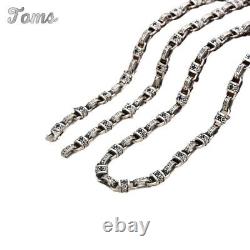 Real 925 Sterling Silver Oval Chain Necklace for Women Men Retro Jewelry 24'