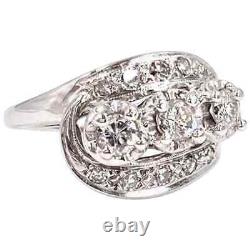 Real 925 Sterling Silver Vintage Shiny 1.25CT Cubic Zirconia Three-Stone Ring
