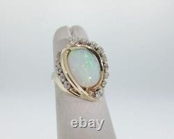 Real Fire Opal 1.50Ct Oval Cut Vintage Engagement Ring 14K Yellow Gold Finish