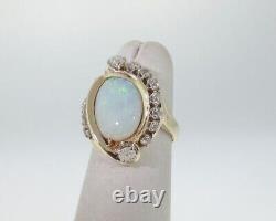 Real Fire Opal 1.50Ct Oval Cut Vintage Engagement Ring 14K Yellow Gold Finish
