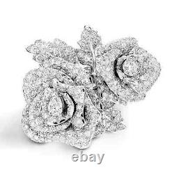 Real Moissanite 2.30Ct Cocktail Floral Inspire Ring 14K White Gold Plated Silver