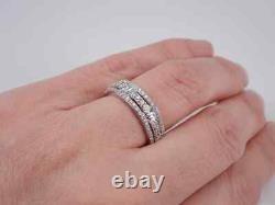 Real Moissanite 2.30Ct Round Cut Ring Anniversary 14K White Gold Plated
