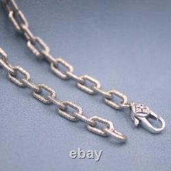 Real S925 Sterling Silver Chain Men's 5mm Vintage Cable Link Necklace 20inch L