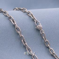 Real S925 Sterling Silver Chain Men's 5mm Vintage Cable Link Necklace 20inch L