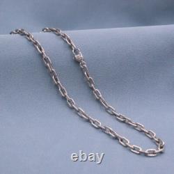 Real S925 Sterling Silver Chain Men's 5mm Vintage Cable Link Necklace 20inch L