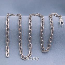 Real S925 Sterling Silver Chain Men's 5mm Vintage Cable Link Necklace 20inch L
