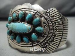 Remarkable Vintage Navajo Royston Turquoise Sterling Silver Bracelet Old