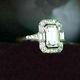 Retro Vintage Art Deco 3 Ct Emerald Diamond 14k White Gold Over Engagement Ring