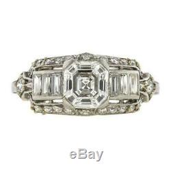 Retro Vintage Art Deco Engagement Ring 2.82 Ct Round Diamond 14k White Gold Over