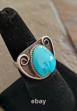 Ring Lot of 7 Sterling Vintage Retro Navjo Turquoise Old Pawn Southwest Style