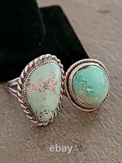 Ring Lot of 7 Sterling Vintage Retro Navjo Turquoise Old Pawn Southwest Style